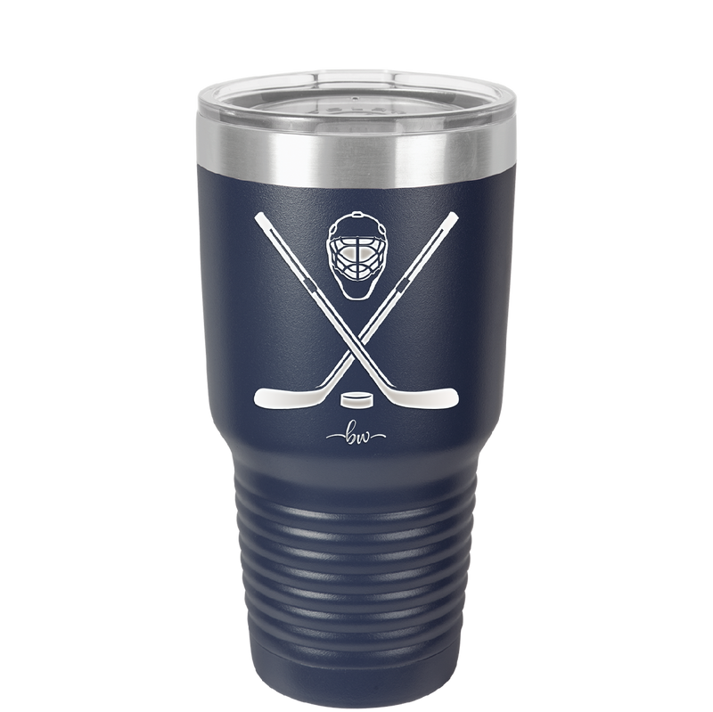 Hockey Crossed Sticks - Laser Engraved Stainless Steel Drinkware - 1897 -