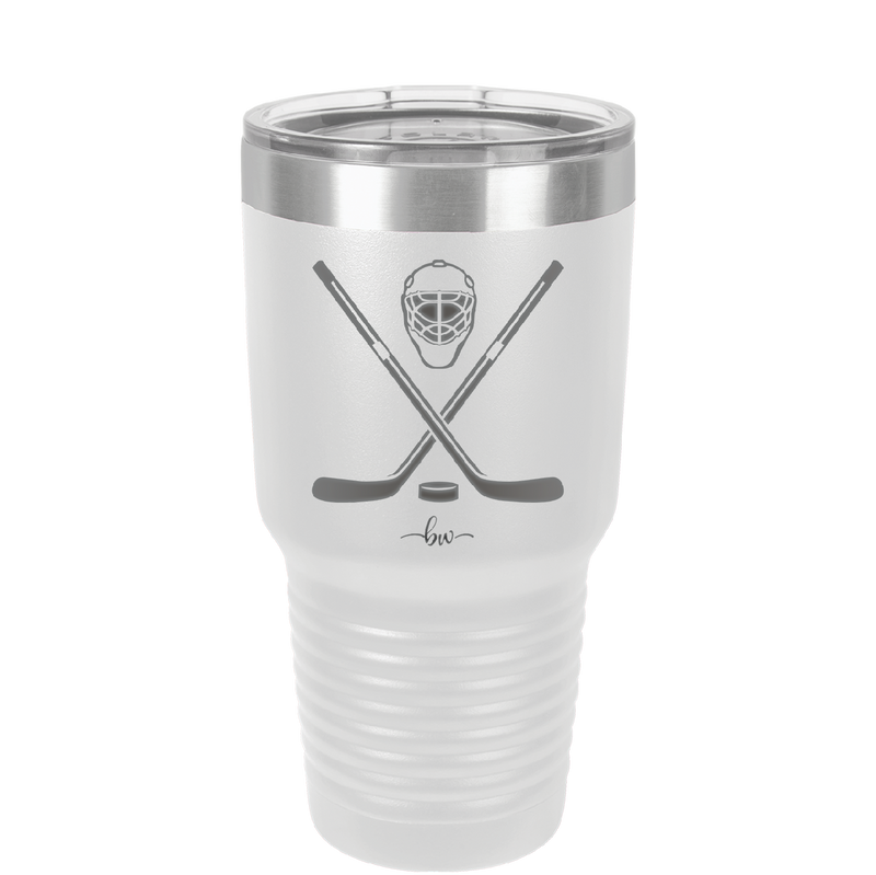 Hockey Crossed Sticks - Laser Engraved Stainless Steel Drinkware - 1897 -