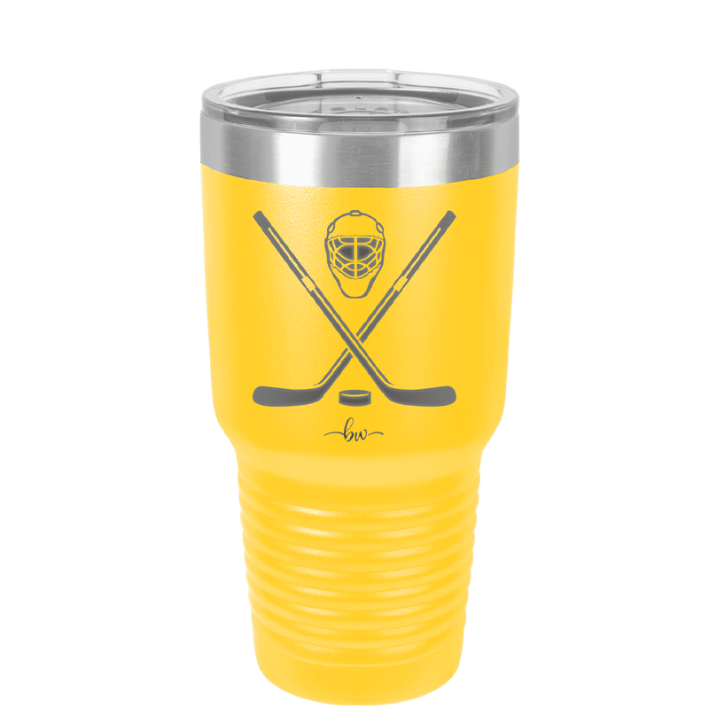 Hockey Crossed Sticks - Laser Engraved Stainless Steel Drinkware - 1897 -