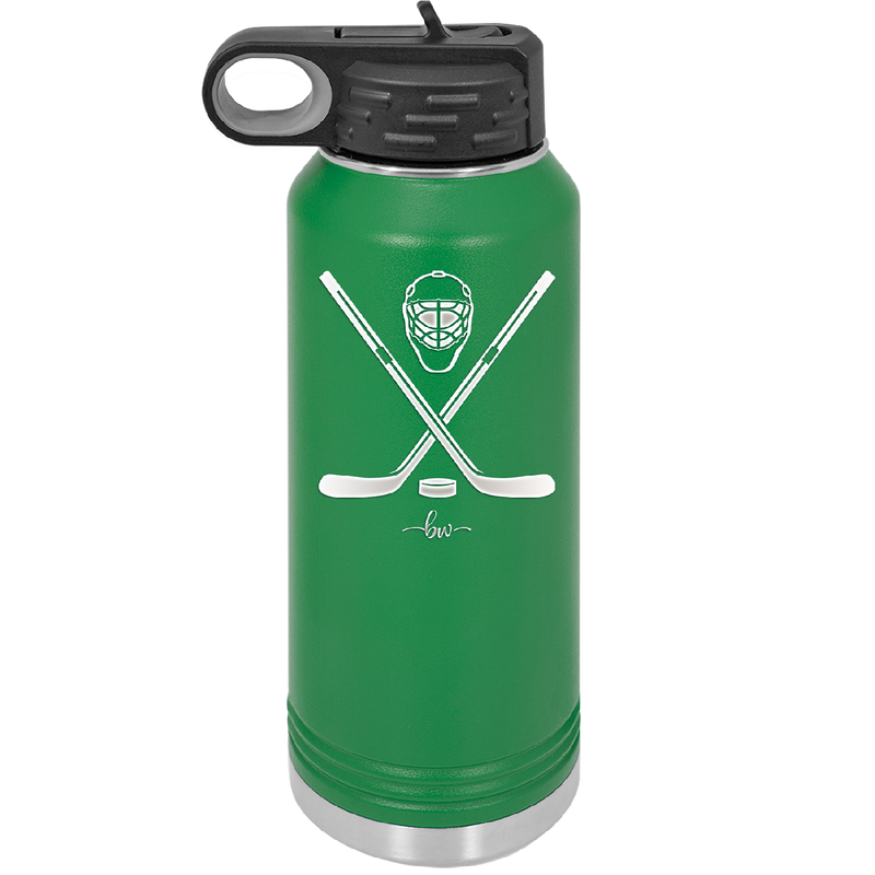 Hockey Crossed Sticks - Laser Engraved Stainless Steel Drinkware - 1897 -