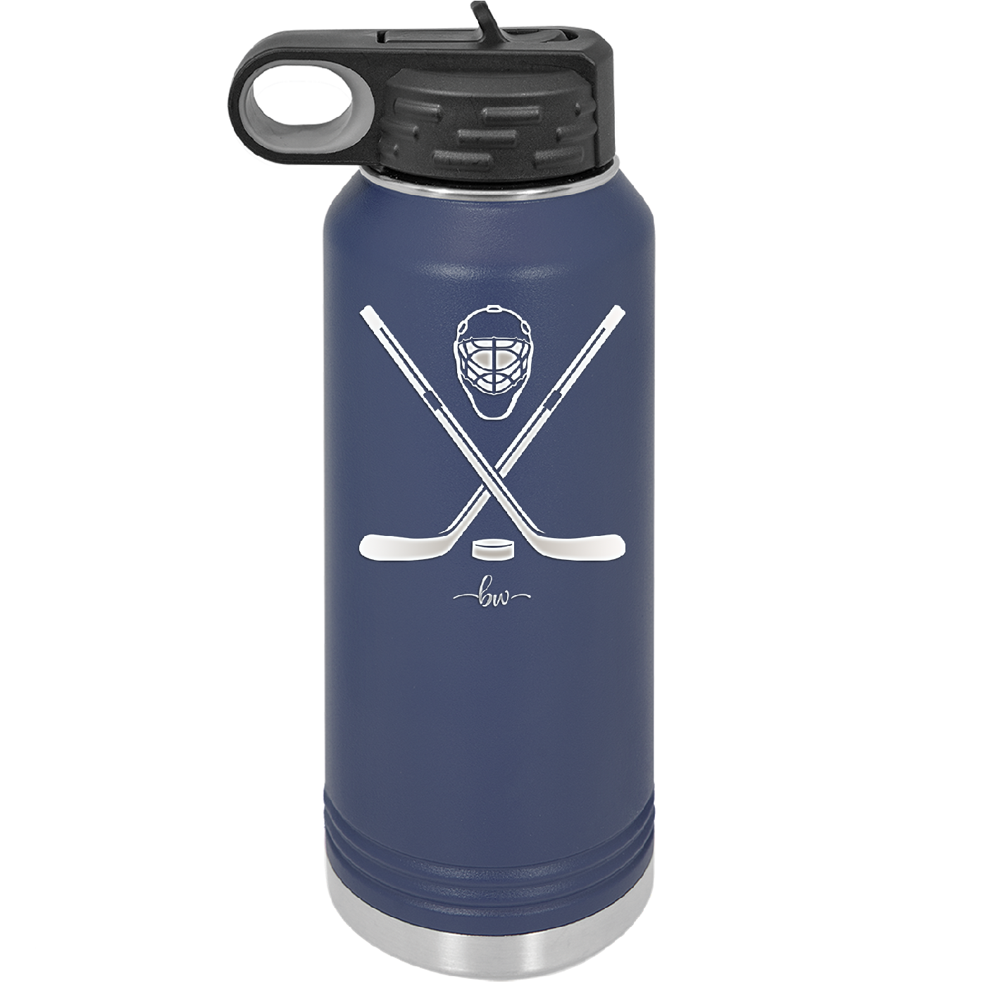 Hockey Crossed Sticks - Laser Engraved Stainless Steel Drinkware - 1897 -