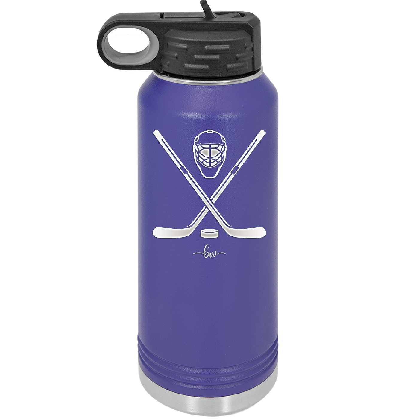 Hockey Crossed Sticks - Laser Engraved Stainless Steel Drinkware - 1897 -