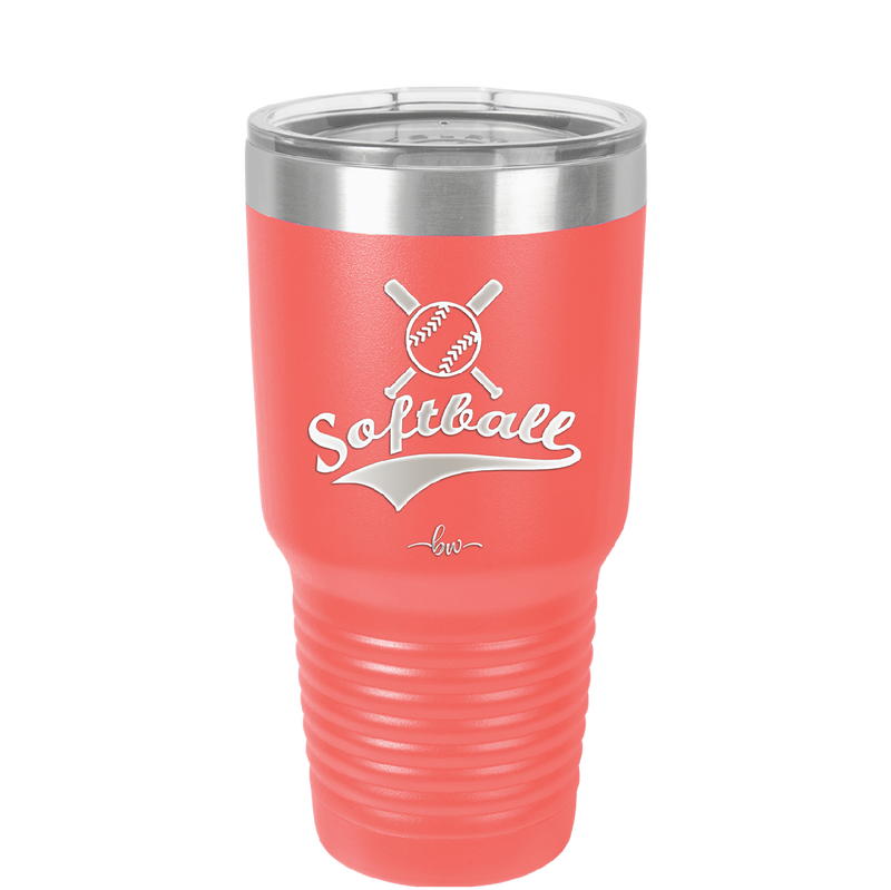 Softball with Bats and Ball - Laser Engraved Stainless Steel Drinkware - 1917 -