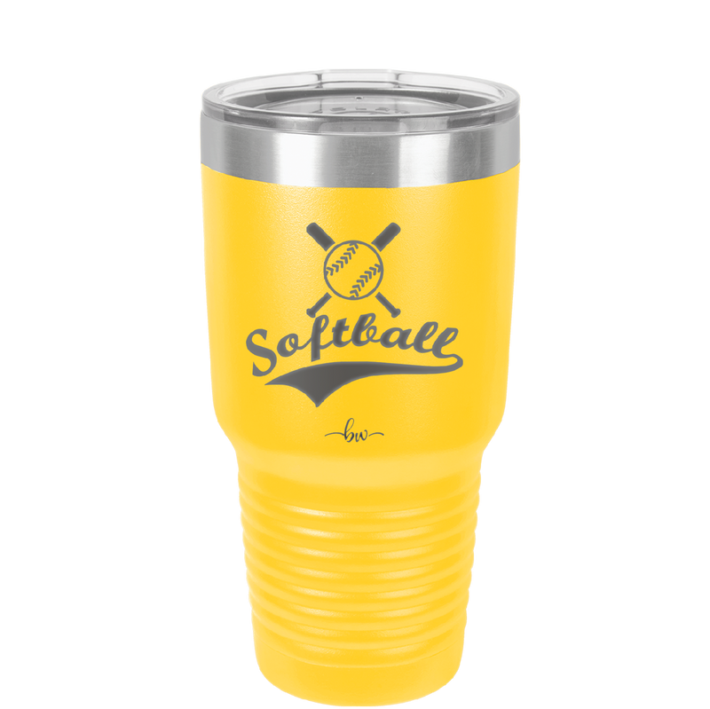 Softball with Bats and Ball - Laser Engraved Stainless Steel Drinkware - 1917 -