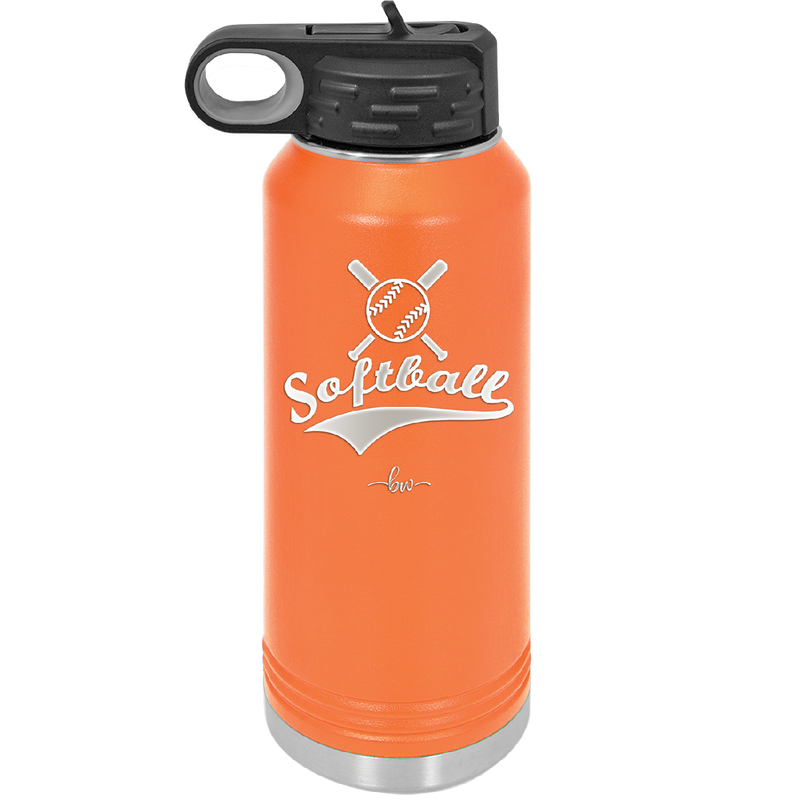 Softball with Bats and Ball - Laser Engraved Stainless Steel Drinkware - 1917 -