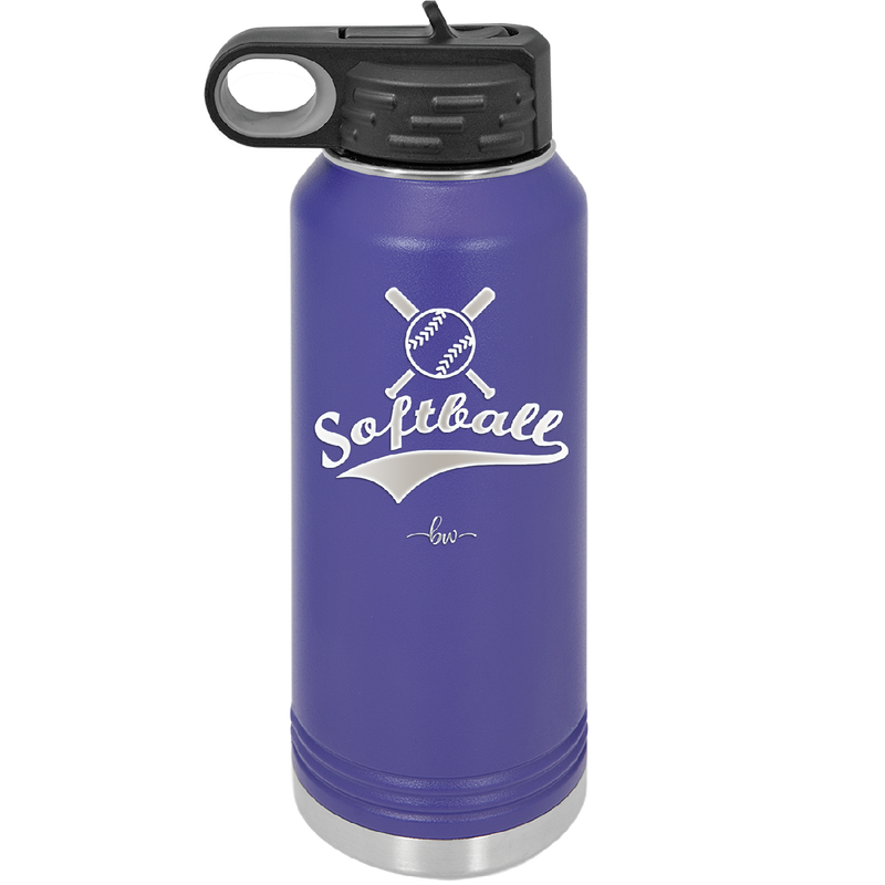 Softball with Bats and Ball - Laser Engraved Stainless Steel Drinkware - 1917 -