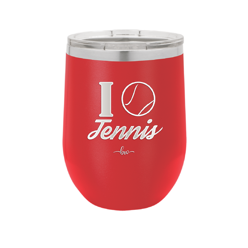 I Heart Tennis - Laser Engraved Stainless Steel Drinkware - 1921 -