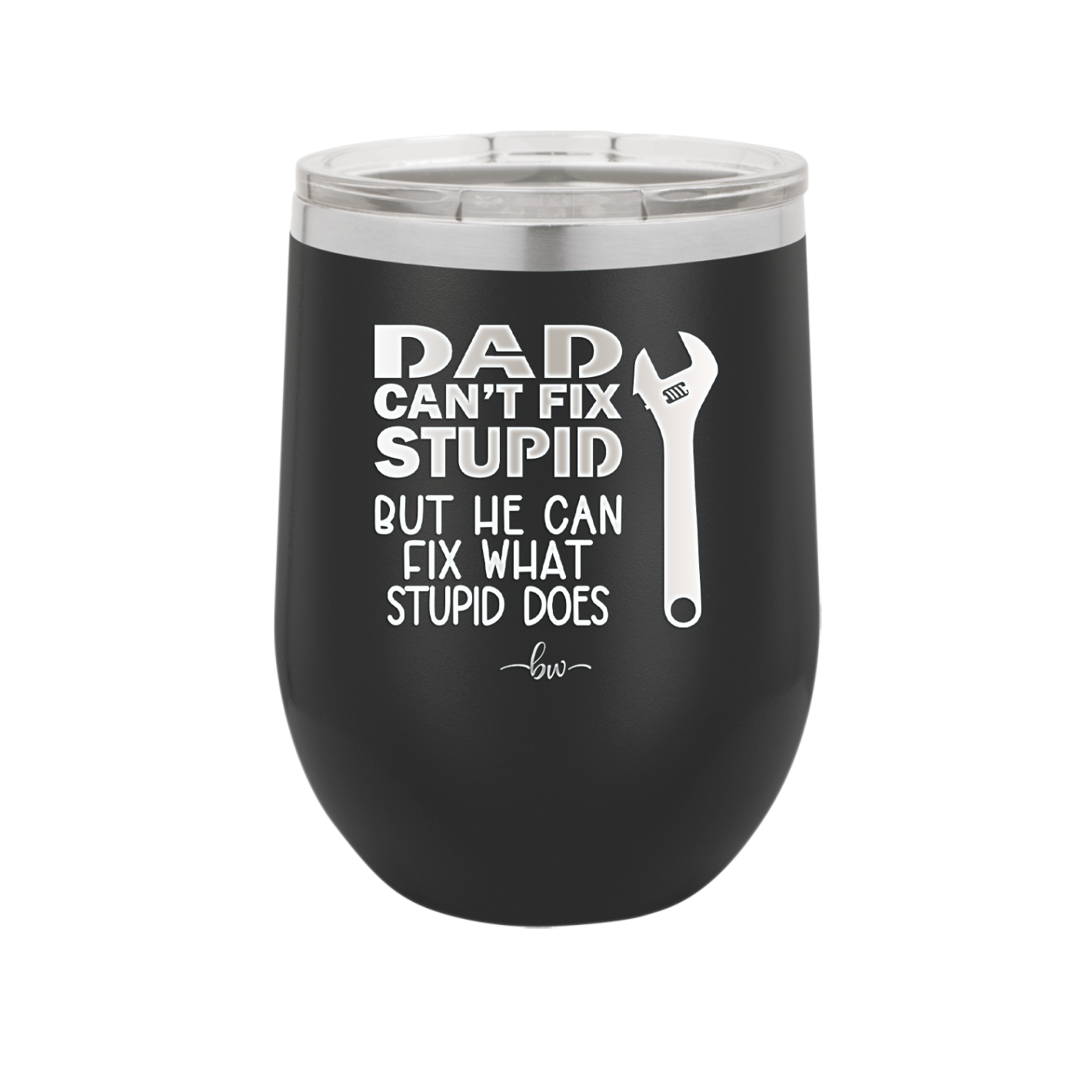 Dad Can't Fix Stupid But He Can Fix What Stupid Does - Laser Engraved Stainless Steel Drinkware - 2193 -