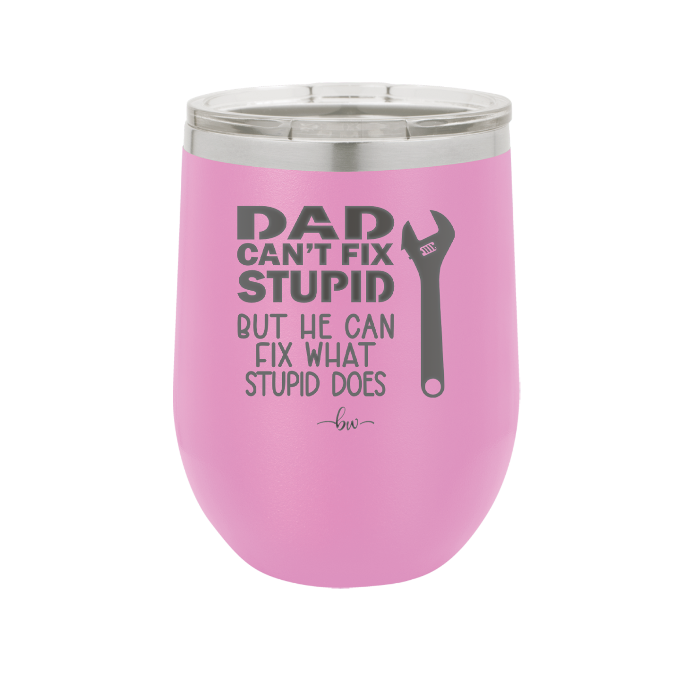 Dad Can't Fix Stupid But He Can Fix What Stupid Does - Laser Engraved Stainless Steel Drinkware - 2193 -