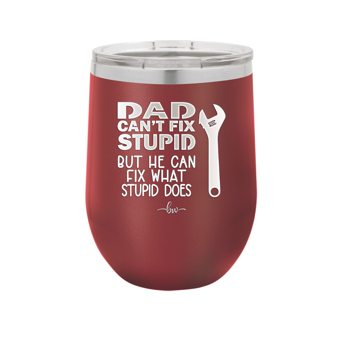 Dad Can't Fix Stupid But He Can Fix What Stupid Does - Laser Engraved Stainless Steel Drinkware - 2193 -