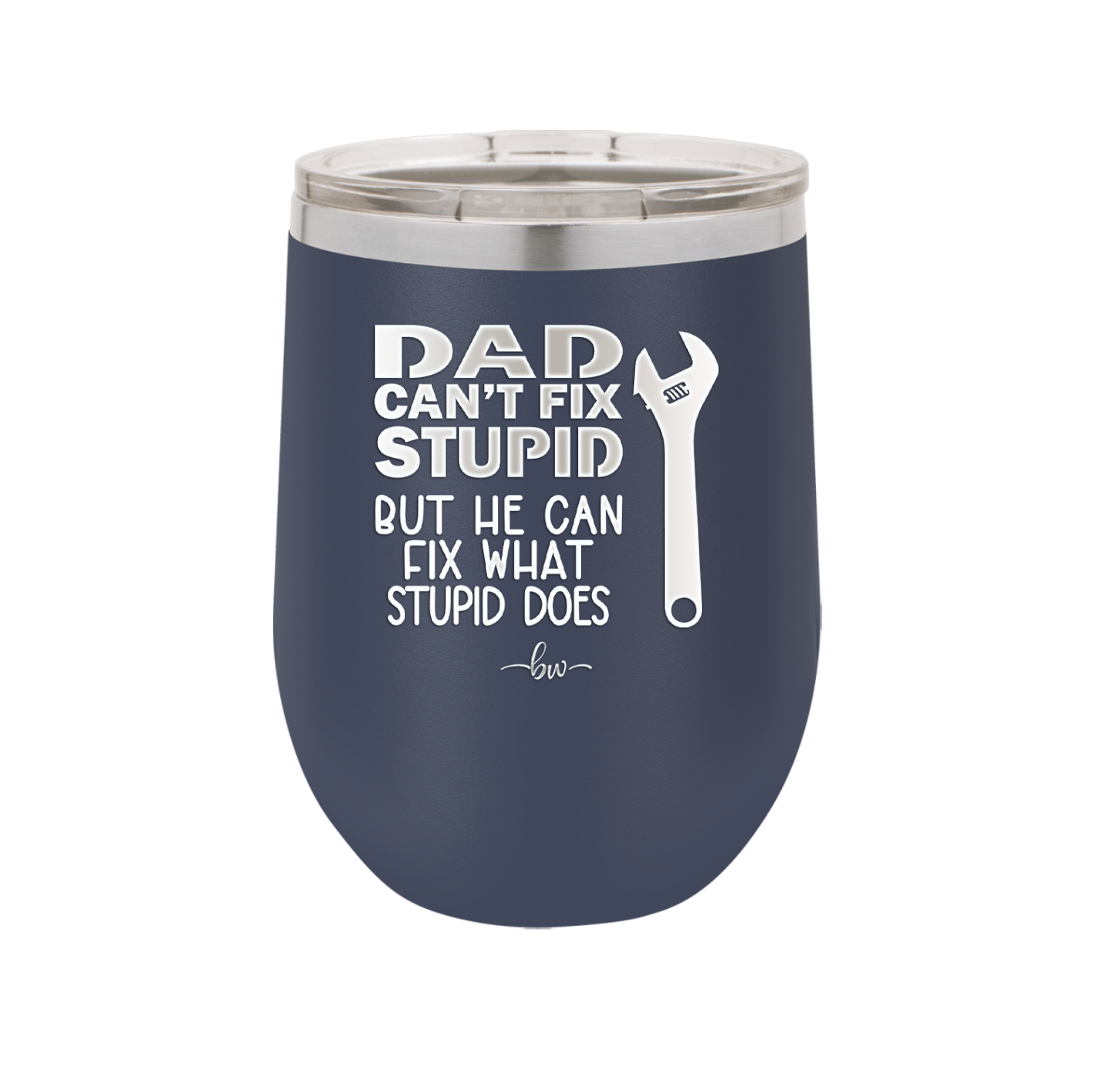 Dad Can't Fix Stupid But He Can Fix What Stupid Does - Laser Engraved Stainless Steel Drinkware - 2193 -