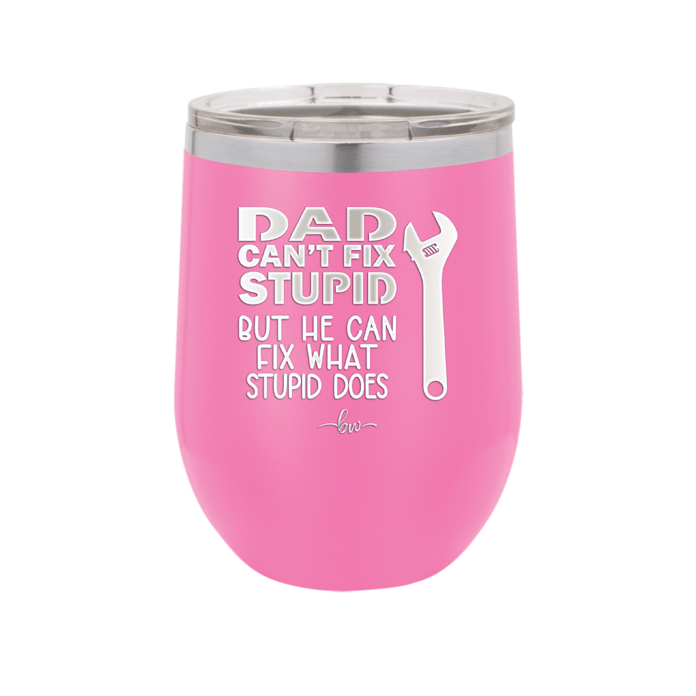 Dad Can't Fix Stupid But He Can Fix What Stupid Does - Laser Engraved Stainless Steel Drinkware - 2193 -