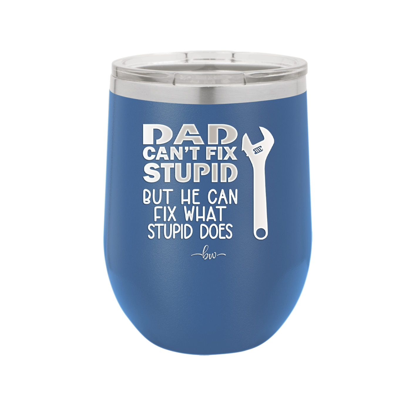 Dad Can't Fix Stupid But He Can Fix What Stupid Does - Laser Engraved Stainless Steel Drinkware - 2193 -