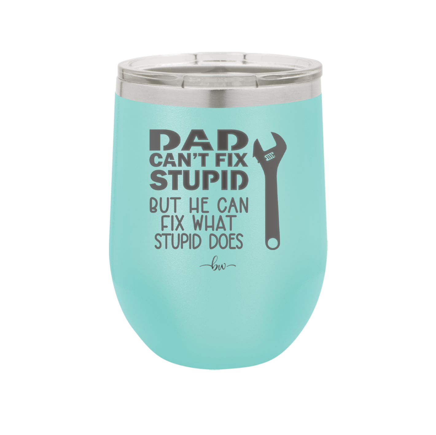 Dad Can't Fix Stupid But He Can Fix What Stupid Does - Laser Engraved Stainless Steel Drinkware - 2193 -