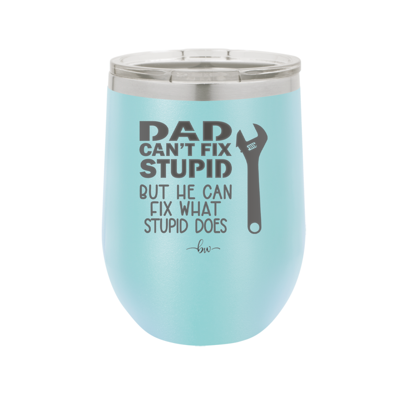 Dad Can't Fix Stupid But He Can Fix What Stupid Does - Laser Engraved Stainless Steel Drinkware - 2193 -