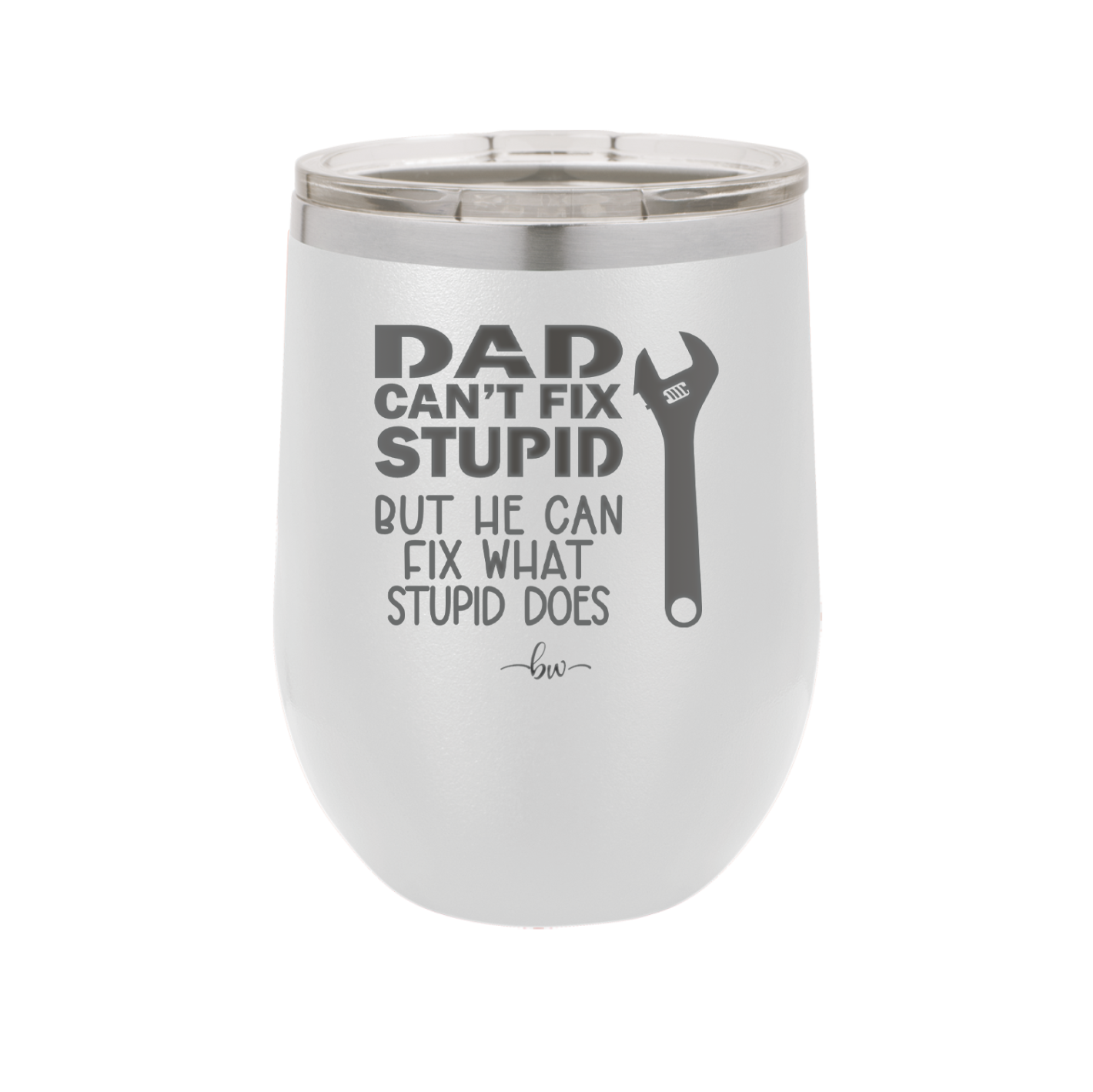 Dad Can't Fix Stupid But He Can Fix What Stupid Does - Laser Engraved Stainless Steel Drinkware - 2193 -