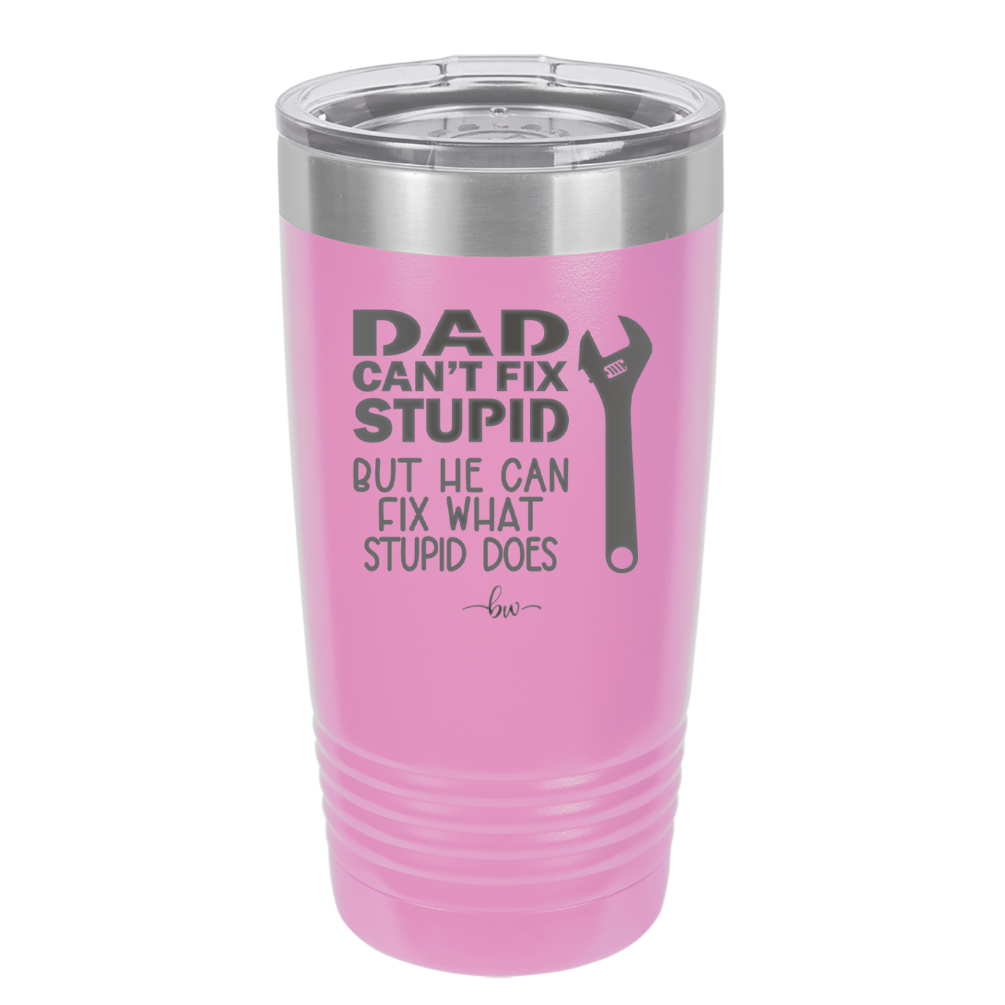 Dad Can't Fix Stupid But He Can Fix What Stupid Does - Laser Engraved Stainless Steel Drinkware - 2193 -