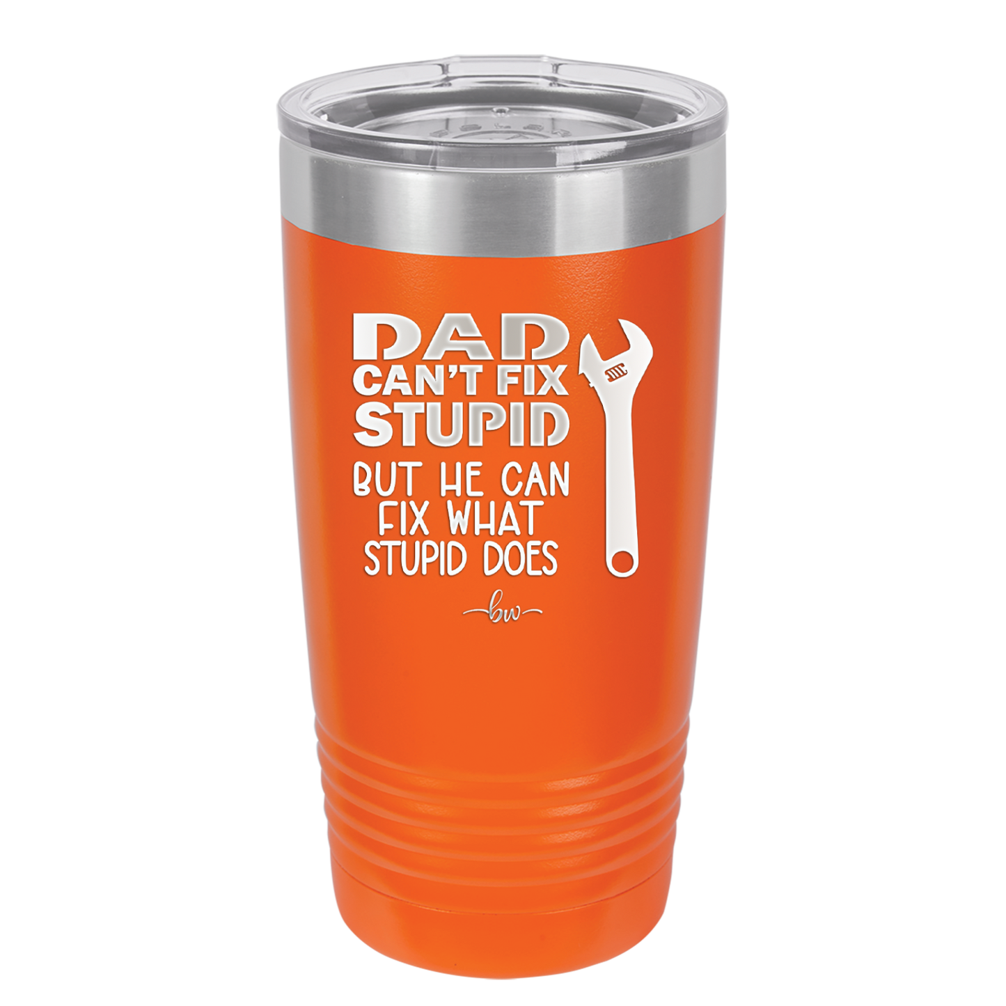 Dad Can't Fix Stupid But He Can Fix What Stupid Does - Laser Engraved Stainless Steel Drinkware - 2193 -