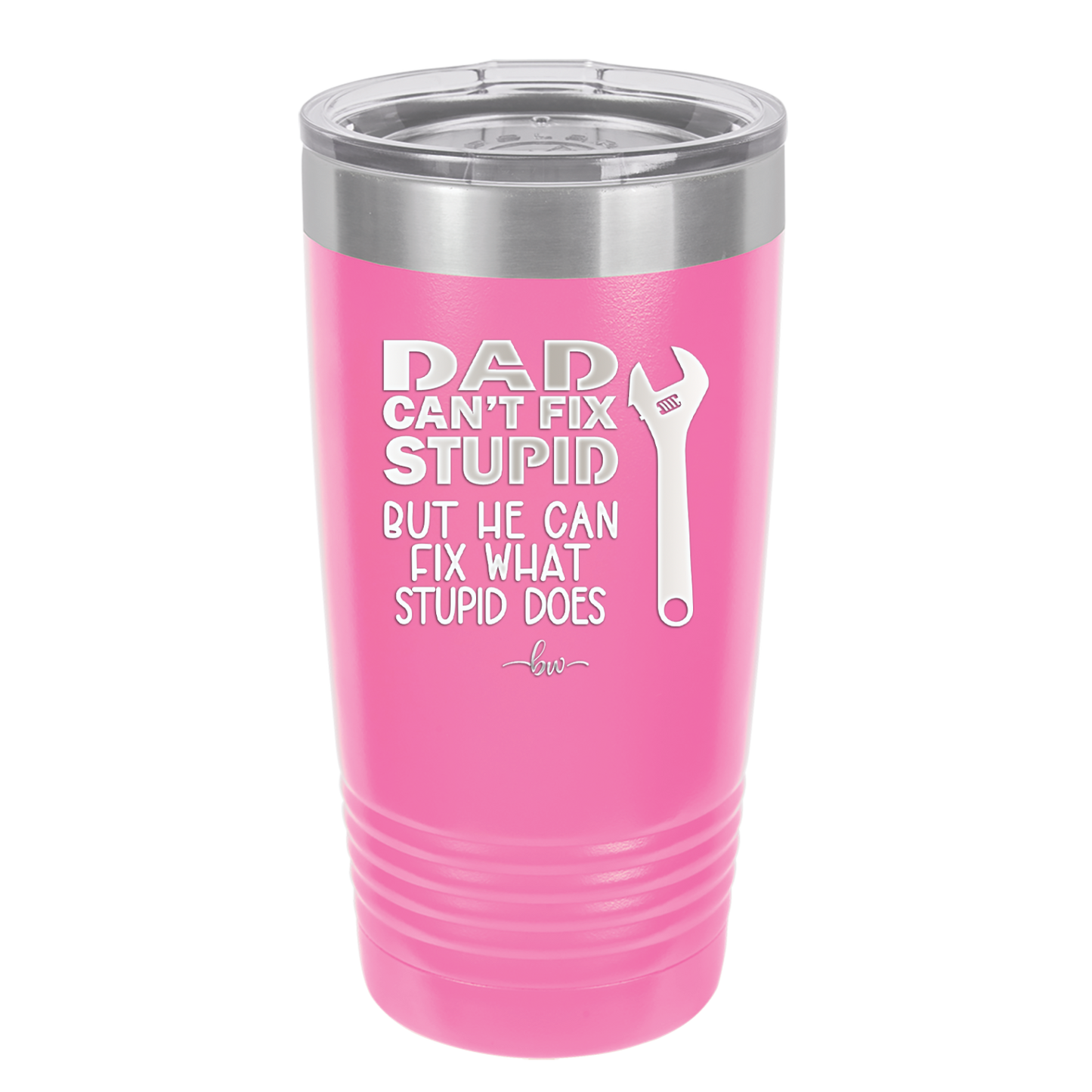 Dad Can't Fix Stupid But He Can Fix What Stupid Does - Laser Engraved Stainless Steel Drinkware - 2193 -