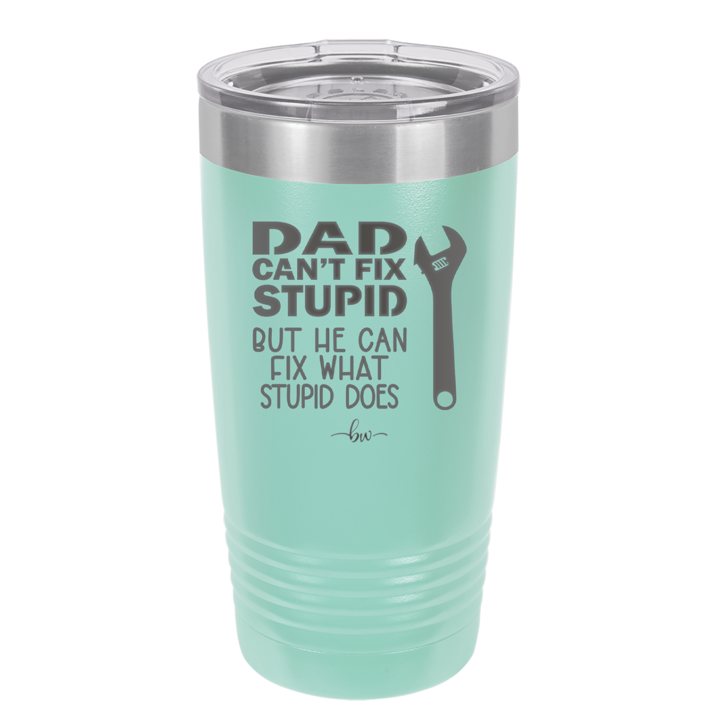 Dad Can't Fix Stupid But He Can Fix What Stupid Does - Laser Engraved Stainless Steel Drinkware - 2193 -