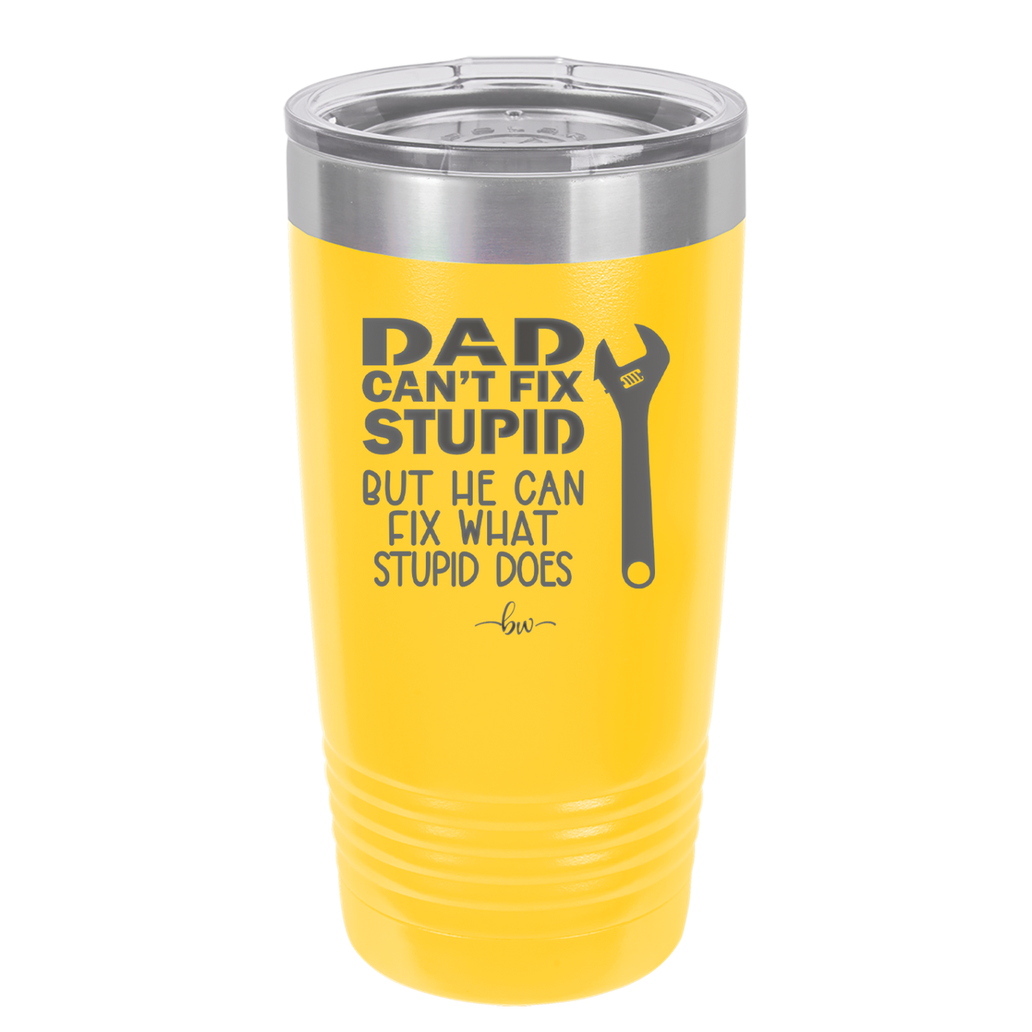 Dad Can't Fix Stupid But He Can Fix What Stupid Does - Laser Engraved Stainless Steel Drinkware - 2193 -