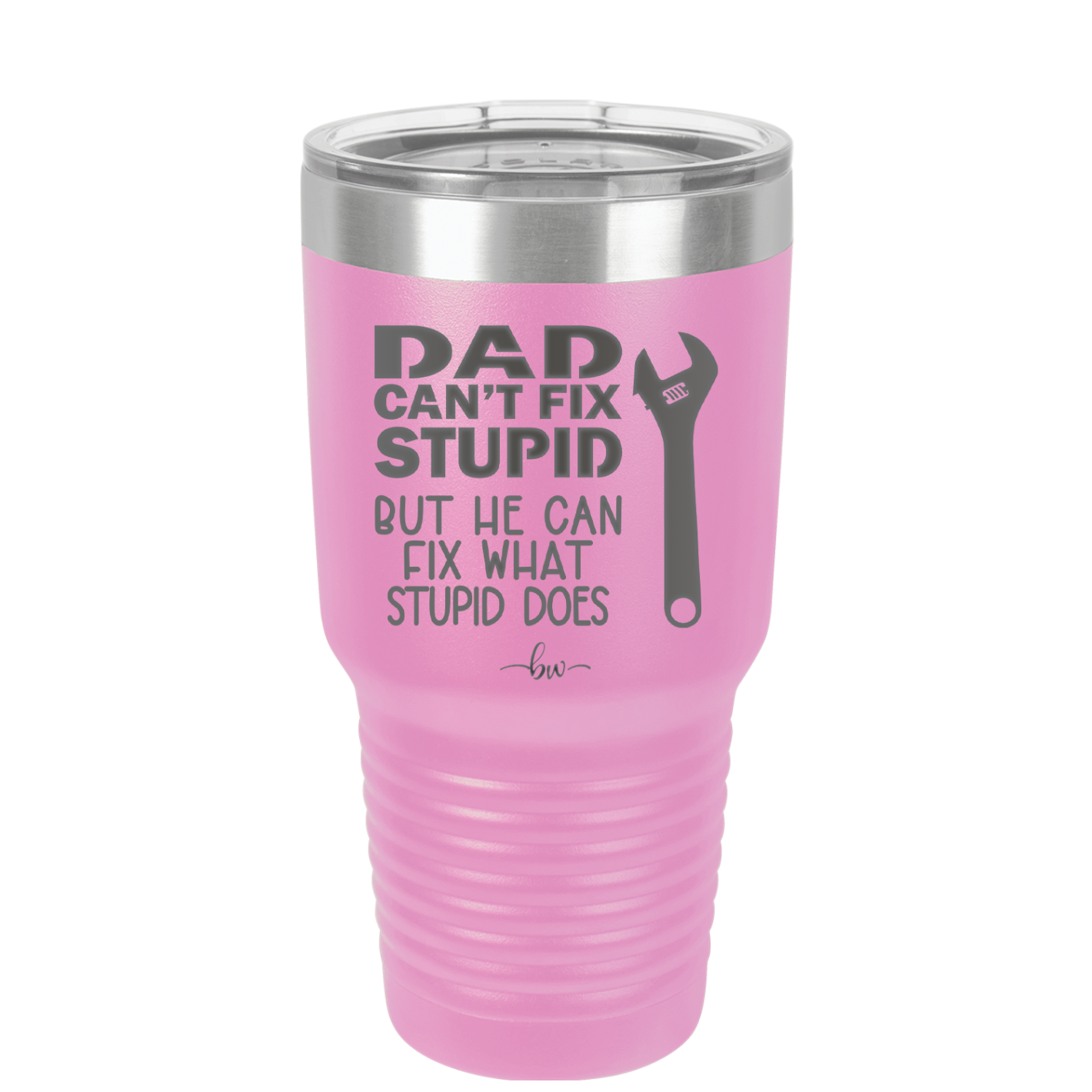 Dad Can't Fix Stupid But He Can Fix What Stupid Does - Laser Engraved Stainless Steel Drinkware - 2193 -