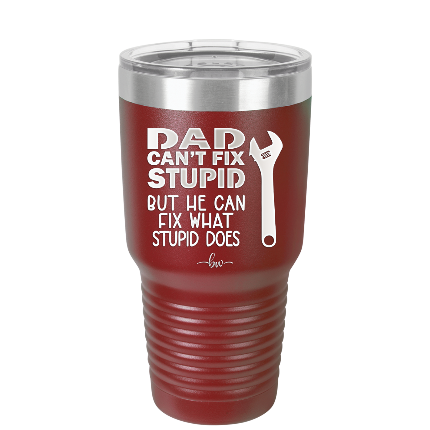 Dad Can't Fix Stupid But He Can Fix What Stupid Does - Laser Engraved Stainless Steel Drinkware - 2193 -