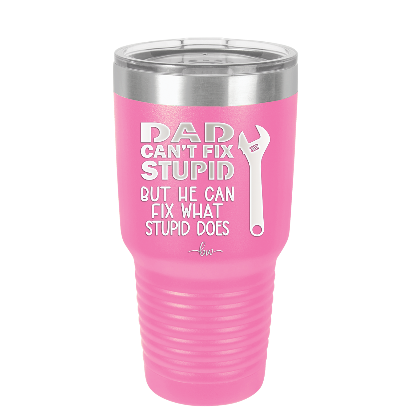 Dad Can't Fix Stupid But He Can Fix What Stupid Does - Laser Engraved Stainless Steel Drinkware - 2193 -