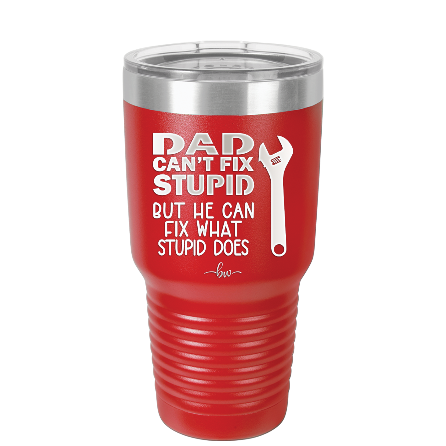 Dad Can't Fix Stupid But He Can Fix What Stupid Does - Laser Engraved Stainless Steel Drinkware - 2193 -