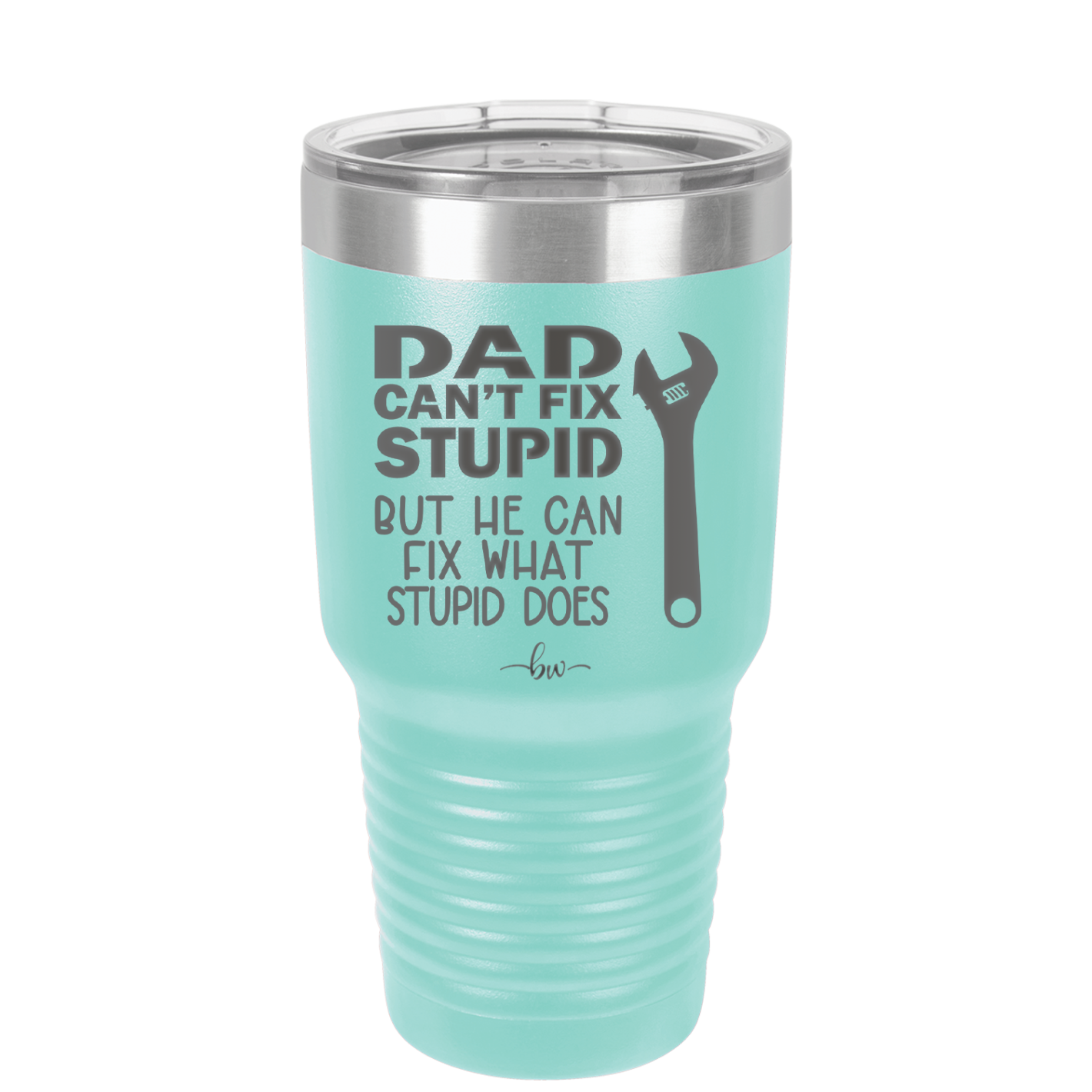 Dad Can't Fix Stupid But He Can Fix What Stupid Does - Laser Engraved Stainless Steel Drinkware - 2193 -