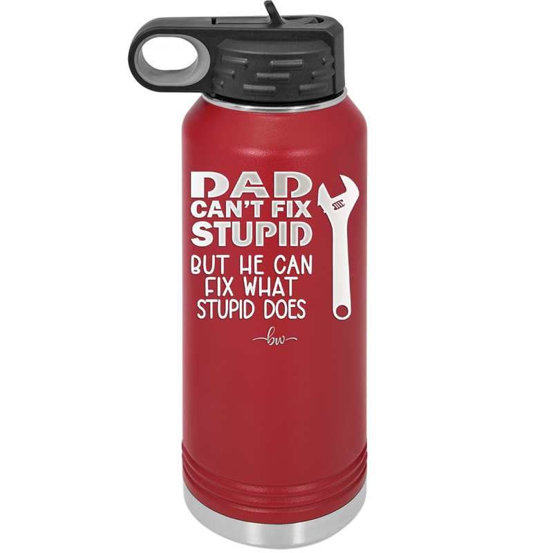 Dad Can't Fix Stupid But He Can Fix What Stupid Does - Laser Engraved Stainless Steel Drinkware - 2193 -