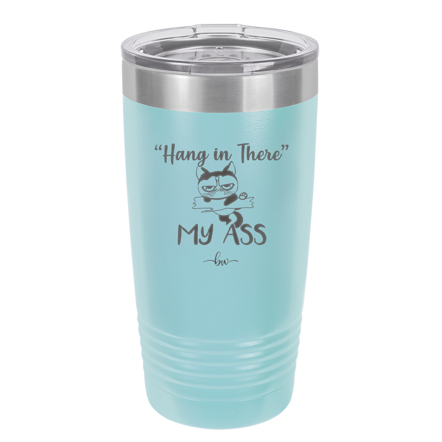 20 oz hang in there my ass tumbler in baby blue