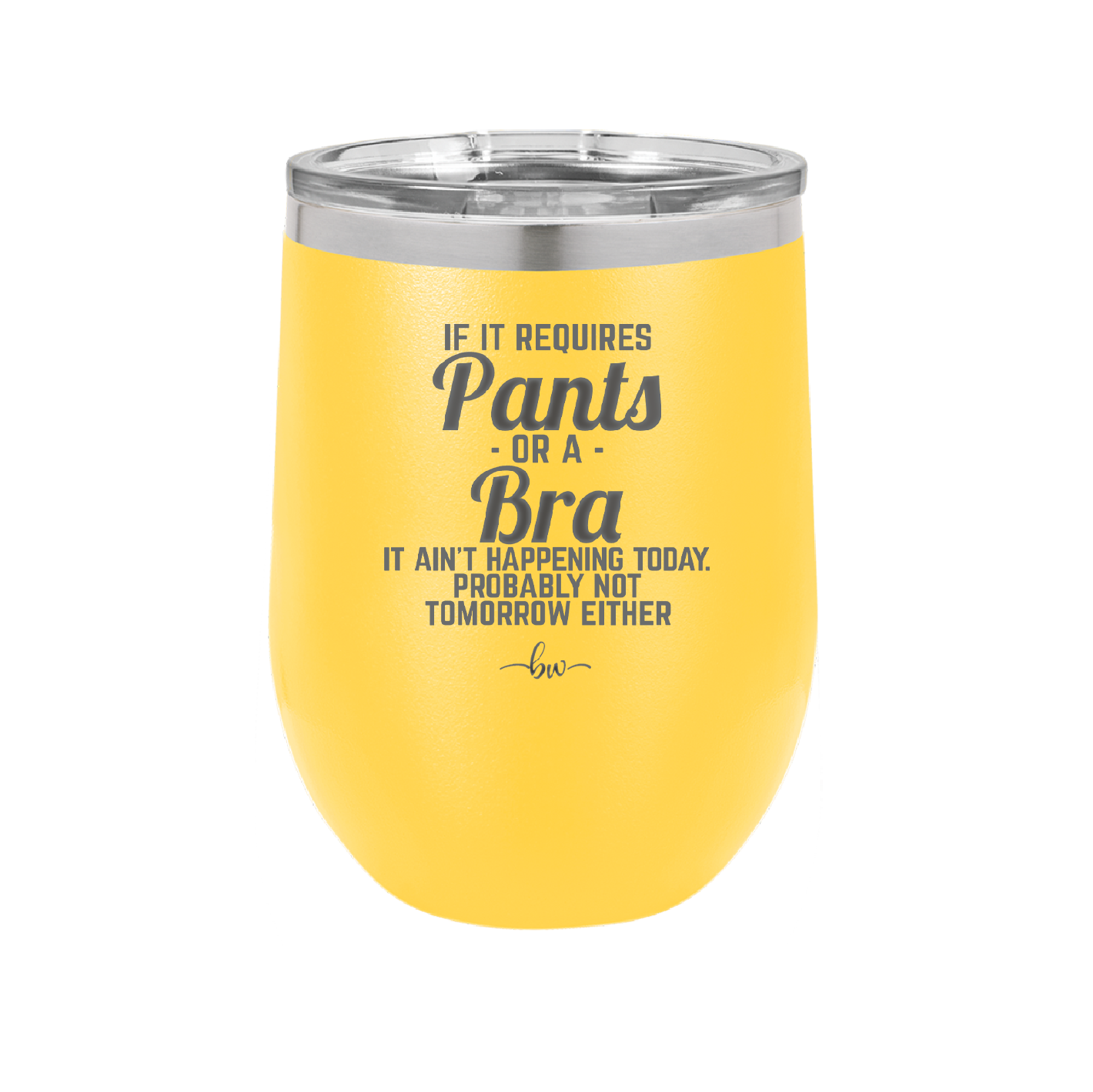 If It Requires Pants or a Bra it Ain't Happening Today - Laser Engraved Stainless Steel Drinkware - 2440 -